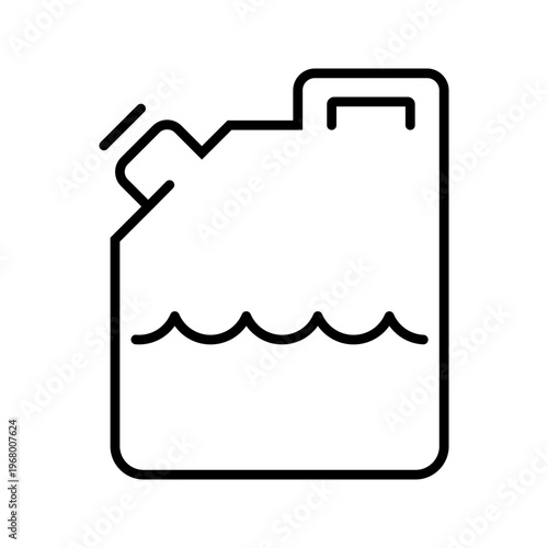 Engine oil canister icon. Industry and vehicle maintenance line symbol. Black and white.