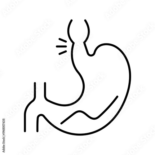 Esophageal dyskinesia icon. Healthcare and gastroenterology line symbol. Black and white.