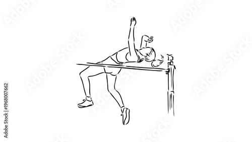 A woman performing a high jump over a bar in a minimalist illustration
