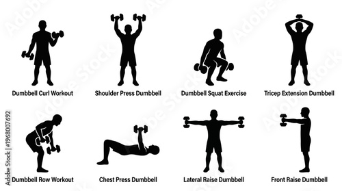 Dumbbell Exercise Vector Icons for Strength Training Design