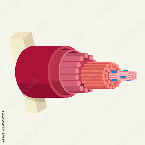 This abstract image features a colorful depiction of a cable system, showcasing intricate detailing and a modern artistic interpretation of technology.