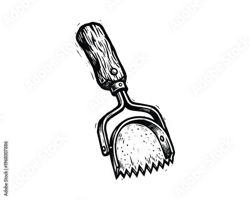 Hand drawn potato masher kitchen utensil for cooking, food preparation, and kitchen tools