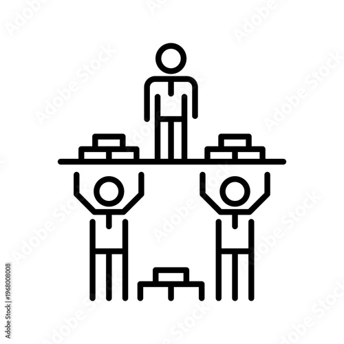 Money distribution icon. Business and payments line symbol. Black and white.