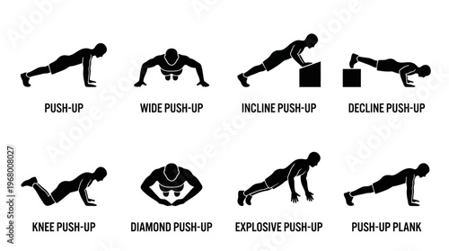 Workout Exercise Vector Icons for Fitness and Training Design