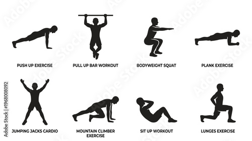 Workout Exercise Vector Icons for Fitness and Training Design