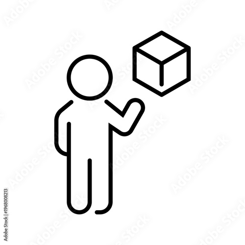 Product manager icon. Business and product management line symbol. Black and white.