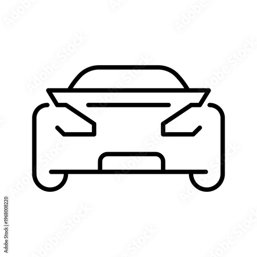 Racing car icon. Transport and motorsport line symbol. Black and white.
