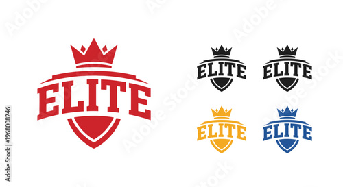 Collection of Elite logos with crowns.