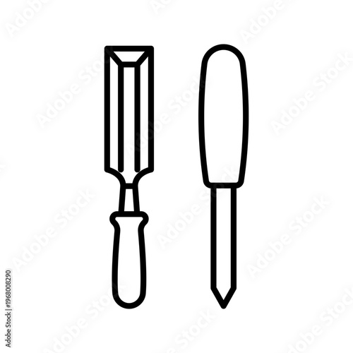 Sculpture tools icon. Arts and sculpture line symbol. Black and white.