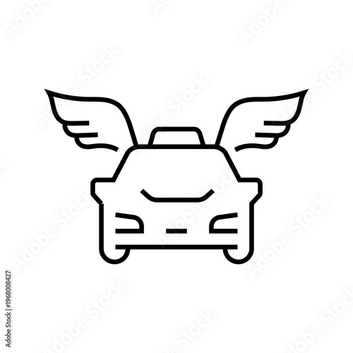 Taxi service icon. Transport and taxi service line symbol. Black and white.