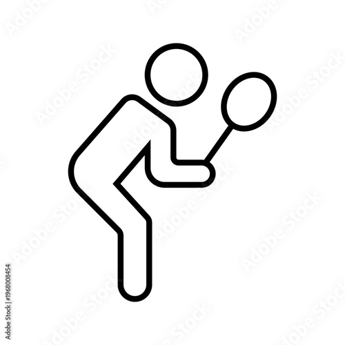 Tennis player icon. Sports and tennis line symbol. Black and white.