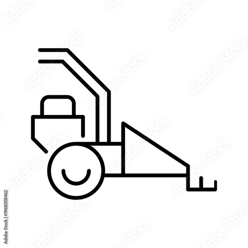 Tractor mower icon. Industry and agricultural machinery line symbol. Black and white.