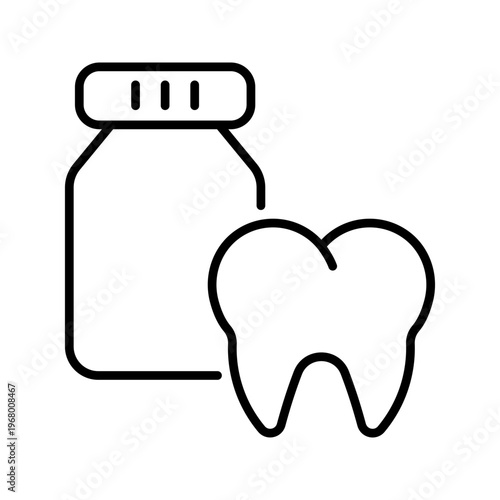 Tooth medicine icon. Healthcare and dentistry line symbol. Black and white.