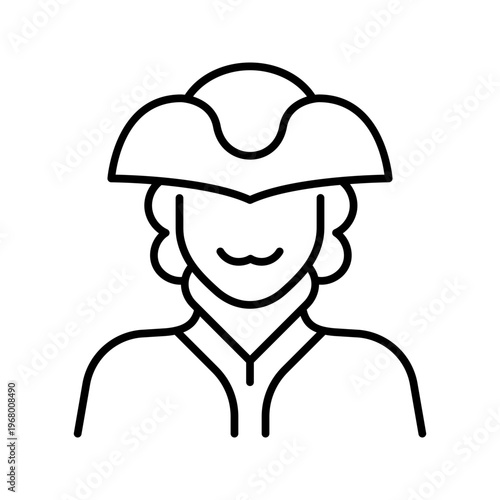 Tsar portrait icon. History and royalty line symbol. Black and white.