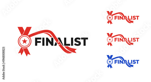 A logo design with finalist text.