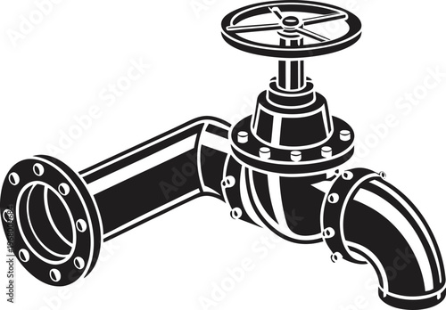 Industrial Oil Pipeline System with Control Valve for Fluid Regulation and Petrochemical Transport