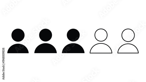 A simple graphic depicts six human figures three solid black and three outlined creating a stark visual contrast silhouette high quality