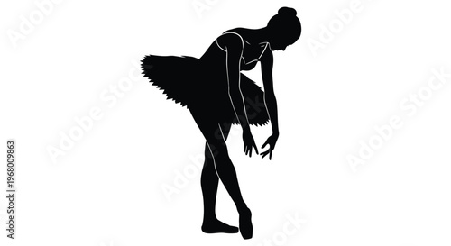 Elegant vector illustration of a ballerina in a graceful bow, silhouette design for dance and art concepts.