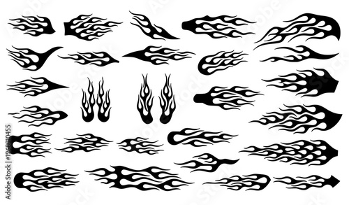 Flame vector set car decal hot rod sticker graphics