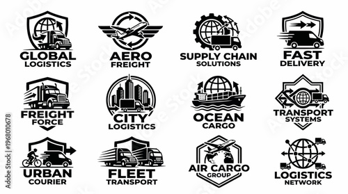 Logistics and Cargo Truck Logo Collection with Modern Vector Design