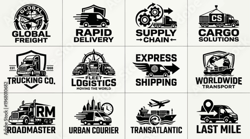 Logistics and Cargo Truck Logo Collection with Modern Vector Design