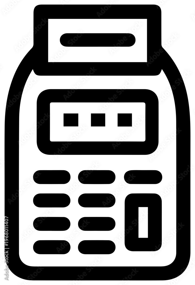 Fototapeta premium Minimalist black line icon of a credit card pos terminal on white background for business transactions