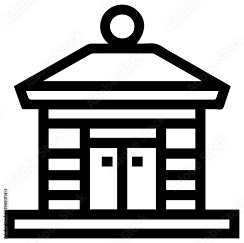 Customs border control office building icon minimalist black line art design for travel and transportation concepts