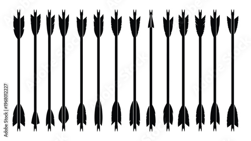 A collection of black arrows sharply pointed and vertically aligned creates a striking visual pattern a silhouette high quality professional detailed