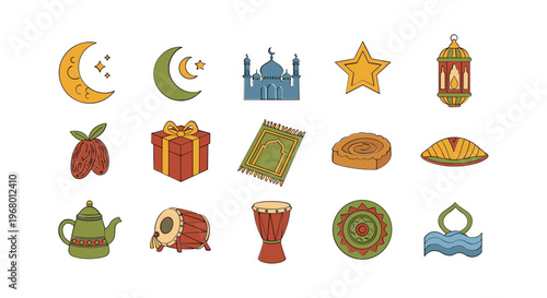 Ramadan Kareem Islamic Symbols and Icons Set 1.