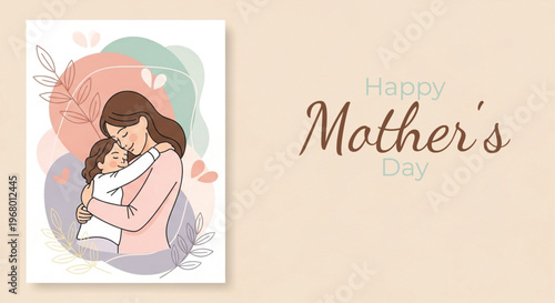 Mother's day illustration a tender moment between mother and child