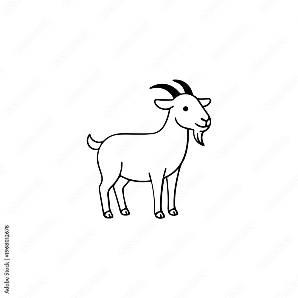 Fototapeta premium Simple black and white goat illustration.