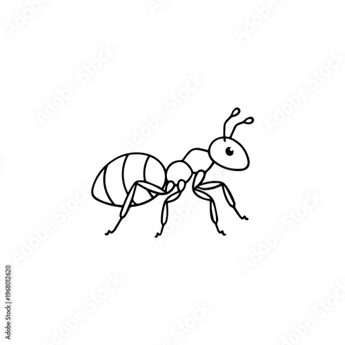 Simple Black and White Ant Illustration 1.
