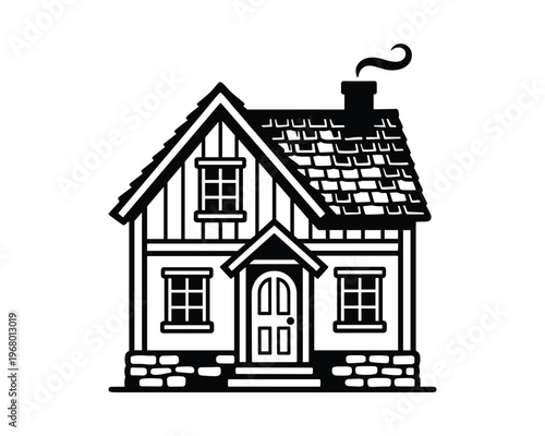 Residential building. Home sweet home. Architectural design. Simple dwelling. Real estate symbol.