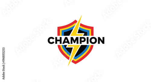Champion logo with lightning bolt emblem.