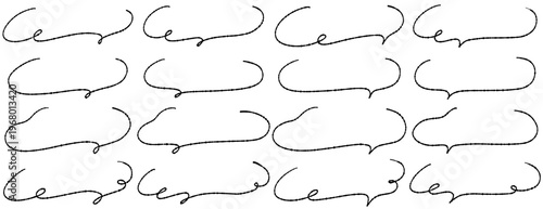 手書きのゆるい横長吹き出しセット やわらかい質感の見出しや装飾あしらいフレーム