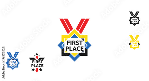 Collection of first place winner badges.