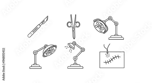 Surgical Tools and Stitches Illustration.