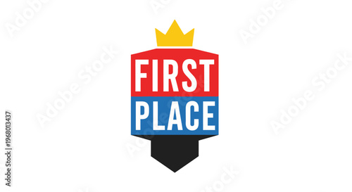 First place winner trophy logo design.