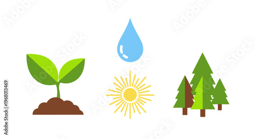 Arbor Day Seedling Growing Under Sun Water and Trees Symbolizing Forest Conservation Efforts