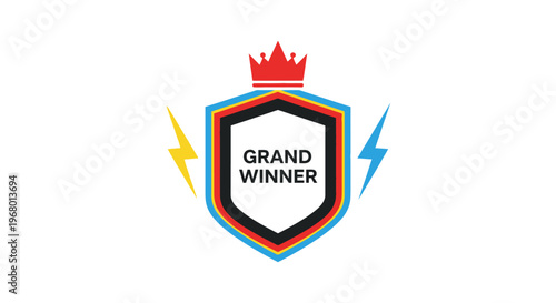 Grand winner champion badge logo design.