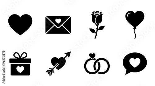 Romantic Love Vector Icons for Valentine’s Day Design