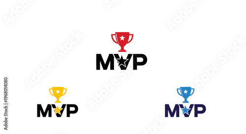 Colorful MVP trophy logos with variations.