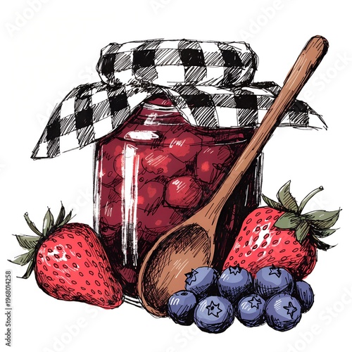 strawberry jam and berries