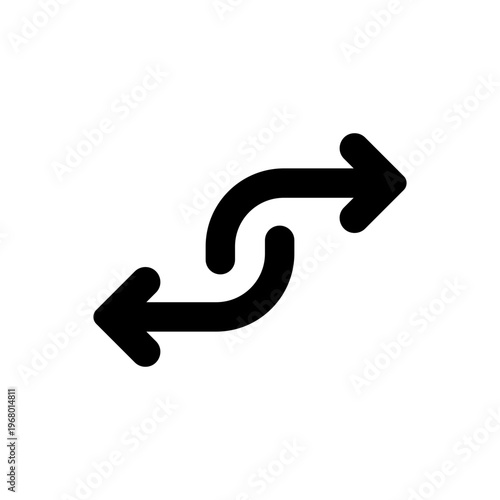 Two intertwined curved arrows indicating a bidirectional, continuous exchange or shuffle process.