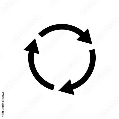 Black circular arrow icon depicting a continuous cycle or refresh process