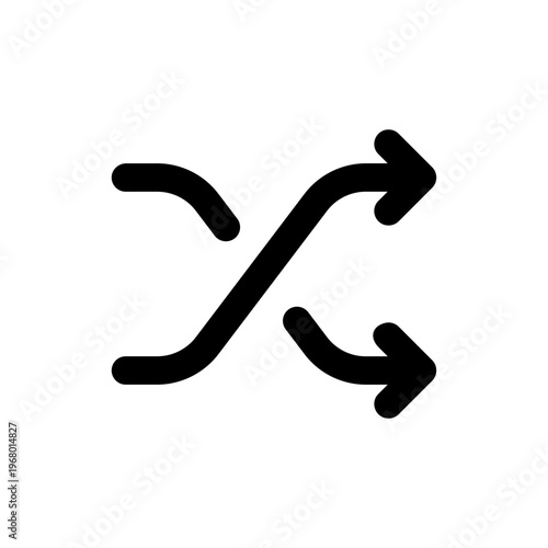 Two crossing curved arrows indicating a shuffle, random, or mixed order process or sequence.