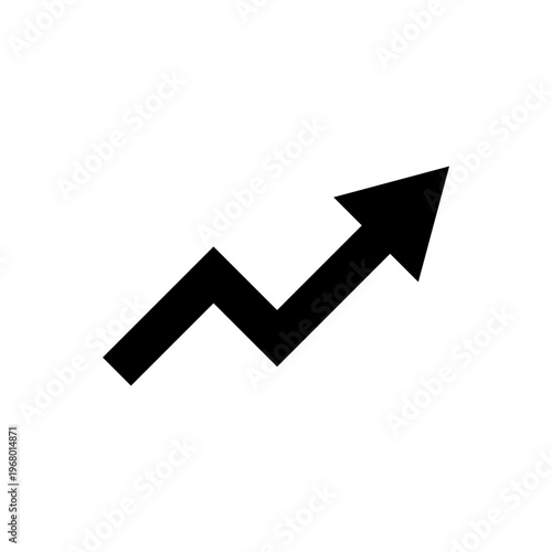 Black zig-zag arrow pointing upwards, representing growth, increase, or a positive trend.