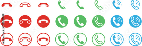 3パターンの電話マークのアイコン素材セット