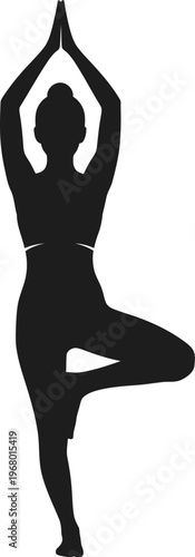 Female yoga tree pose silhouette