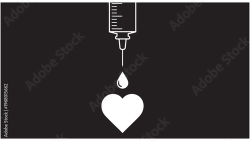 Minimal intravenous drip forming heart symbol representing healthcare funding, medical insurance support, hospital finance concept and patient care investment strategy